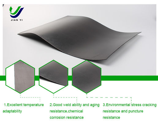 غشاء الجيوممبران الناعم من HDPE مع مقاومة كيميائية ممتازة لمكافحة التسرب في مدافن النفايات والزراعة