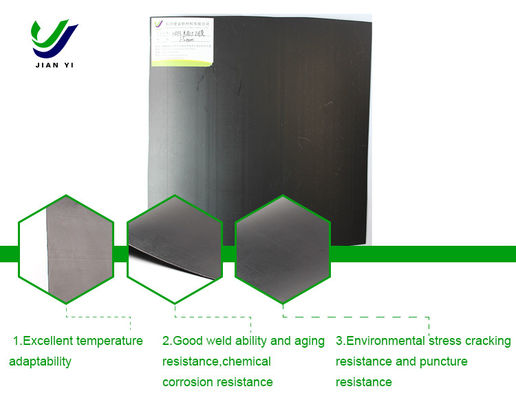 0.3-3.0 ملم سميكة HDPE غشاء جيوممبراني ناعم طابعة ثقيلة للعمل للمكبات التعدين إدارة المياه العرض 1m-9m الطول 30-100m