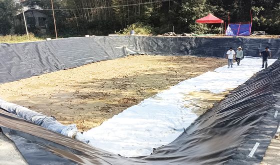 غشاء الجيومبران النظيف المضاد للانسكاب من HDPE للمشروع الزراعي غطاء بركة الأسماك العرض 1m-9m الطول 30-100m سمك> 0.5mm
