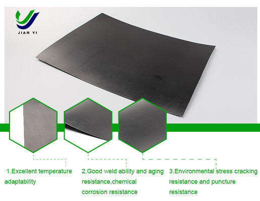 المقاومة الكيميائية الممتازة HDPE Geomembrane لتثبيت لحام الوتين الساخن في مشاريع بركة ضبط اللمعان