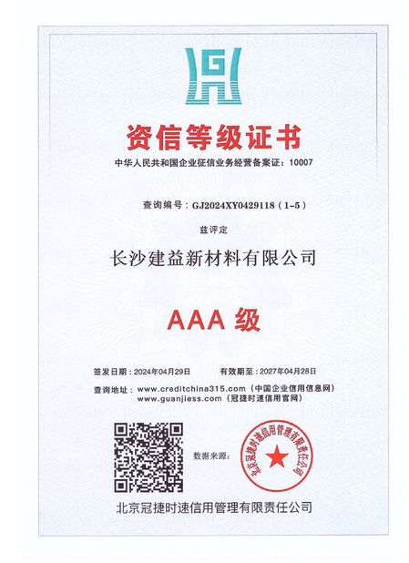 الصين Changsha Jian-Yi New Material Co., Ltd. الشهادات
